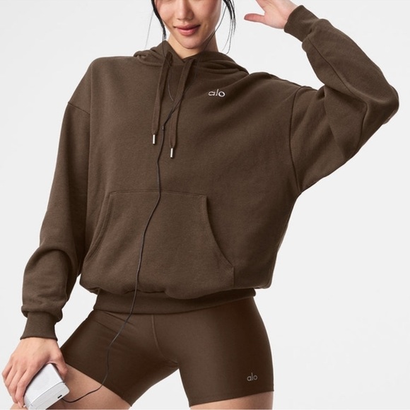 ALO Yoga Tops - ALO Accolade Hoodie- Espresso